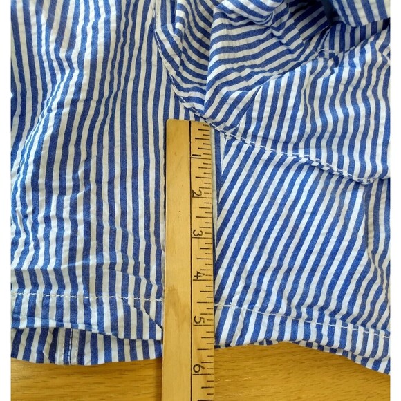 Old Navy OG Chino Womens Shorts Medium Seersucker Blue White Stripes Pockets Zip - Picture 13 of 16